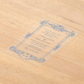 Blauw Victoriaans  Grace Floral Lijst Bruiloft Acryl Uitnodigingen (Laagn)