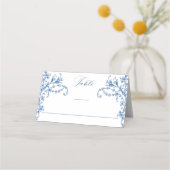 Blauw Victoriaans  Grace Floral Wedding Plaatskaartje (Voorkant)