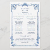 Blauw Victoriaans huwelijksceremonie programma (Achterkant)