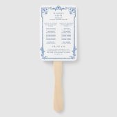 Blauw Victoriaans huwelijksceremonie programma Handwaaier (Achterkant)