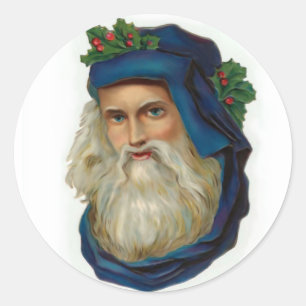 Blauw Victoriaans Santa Ronde Sticker