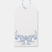 Blauw Victoriaans Sierlijk Gratie Bloem Bruids-Sho Cadeaulabel (Achterkant)