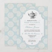 Blauw Victoriaans theepartijtje Kaart (Voorkant / Achterkant)