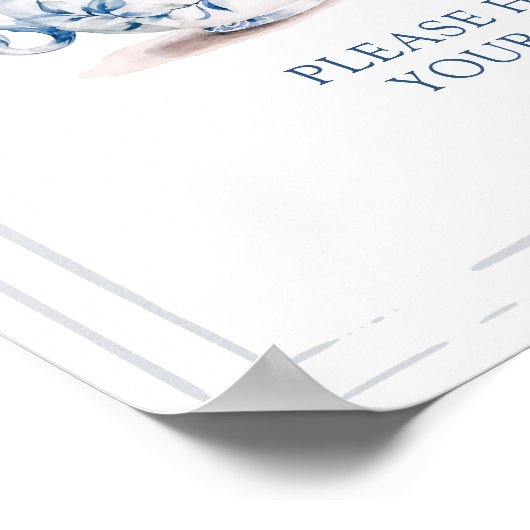 Blauw Victoriaans Tuin Bruids Thee Drinken Teken Poster (Hoek)