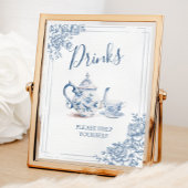 Blauw Victoriaans Tuin Bruids Thee Drinken Teken Poster