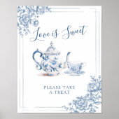 Blauw Victoriaans Tuin Bruids Thee Liefde is Zoet Poster (Voorkant)