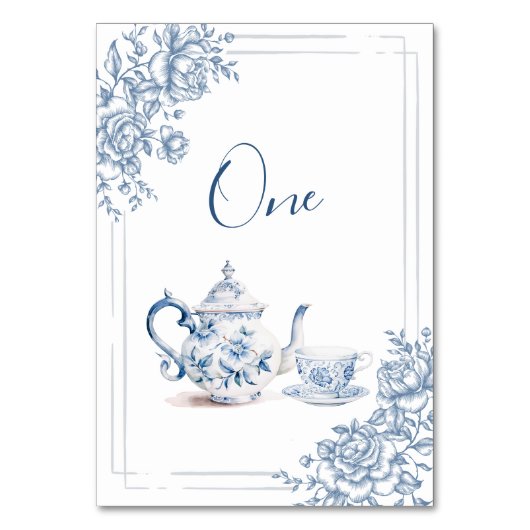 Blauw Victoriaans Tuin Vrijgezellenfeest Kaart (Achterkant)