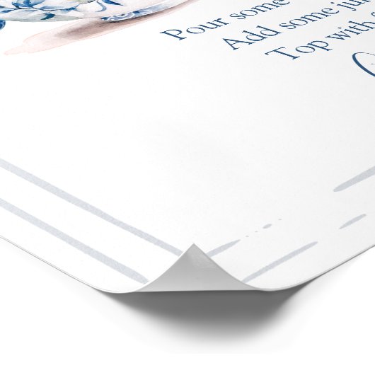 Blauw Victoriaans Tuin Vrijgezellenfeest Tea Mimos Poster (Hoek)