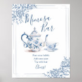 Blauw Victoriaans Tuin Vrijgezellenfeest Tea Mimos Poster (Voorkant)