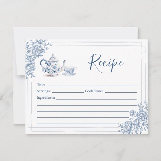 Blauw Victoriaans Tuin Vrijgezellenfeest Theerecep Kaart (Voorkant)