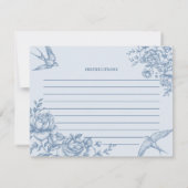 Blauw Victoriaans Tuin Vrijgezellenfeest Theerecep Kaart (Achterkant)