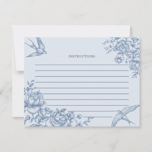 Blauw Victoriaans Tuin Vrijgezellenfeest Theerecep Kaart (Achterkant)