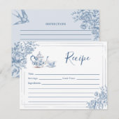 Blauw Victoriaans Tuin Vrijgezellenfeest Theerecep Kaart (Voorkant / Achterkant)