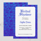 Blauw Victoriaans Wit Vrijgezellenfeest Kaart (Voorkant / Achterkant)