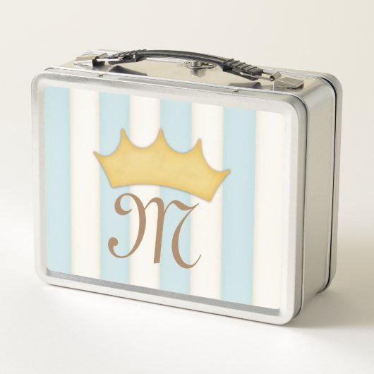 Blauw Victoriaanse Strepen Kroon Monogram Prinses (Achterkant)