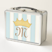 Blauw Victoriaanse Strepen Kroon Monogram Prinses (Voorkant)