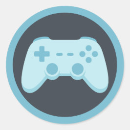Blauw Videospel | Spelersfeest | Gamecontroller Ronde Sticker