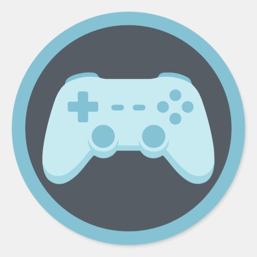 Blauw Videospel | Spelersfeest | Gamecontroller Ronde Sticker (Voorkant)