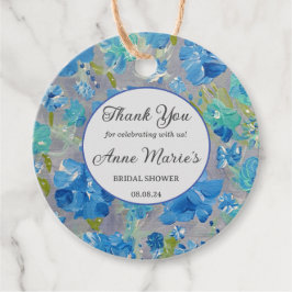 Blauw Viering Bloemen Favor Tags Bedankjes Labels