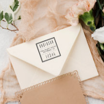 Blauw vierkant | Art Deco Return-adres