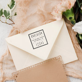 Blauw vierkant | Art Deco Return-adres Zelfinktende Stempel