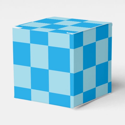 Blauw vierkant blokpatroon bedankdoosjes (Voorkant Zijde)