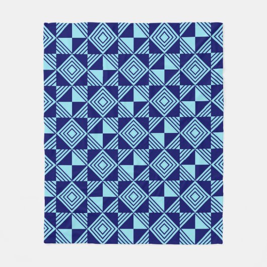 Blauw Vierkant Driehoek Geometrische Wiskunde Retr Fleece Deken (Voorkant)