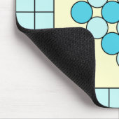 Blauw vierkant en cirkelpatroon muismat (Hoek)