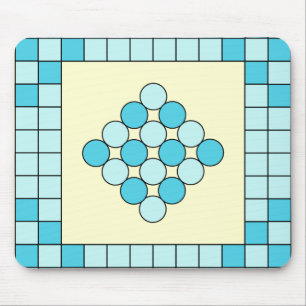 Blauw vierkant en cirkelpatroon muismat