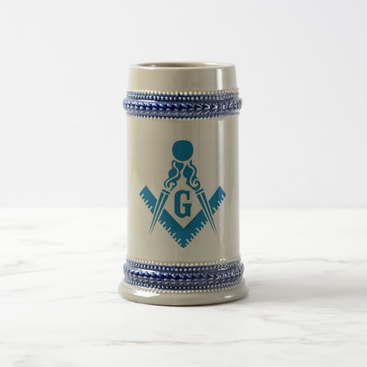 Blauw vierkant en kompas Stein Bierpul (Center)