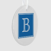 Blauw vierkant monogram Acrylhoudend Ornament (voorkant)