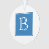 Blauw vierkant monogram Acrylhoudend Ornament (voorkant)