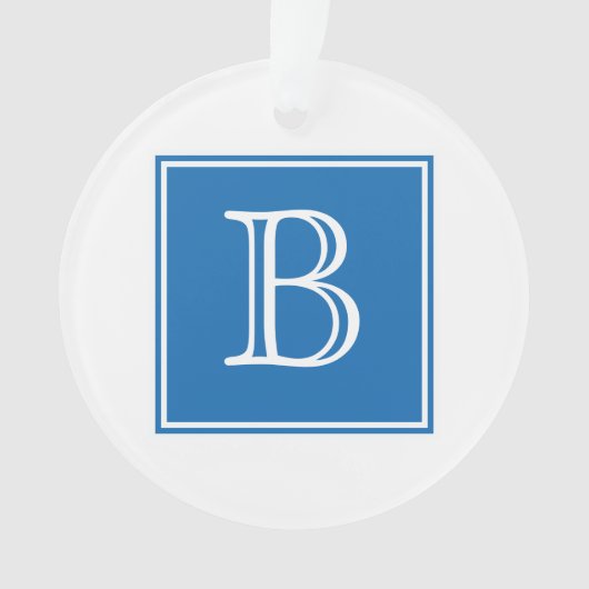 Blauw vierkant monogram Acrylhoudend Ornament (voorkant)