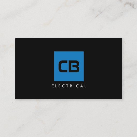 Blauw Vierkant Monogram Constructie, Elektro Visitekaartje (Voorkant)