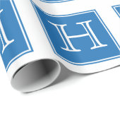 Blauw vierkant monogram pakpapier (Rol Hoek)