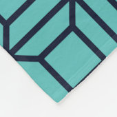 Blauw Vierkant Optisch Illusie Geometrisch Patroon Fleece Deken (Hoek)