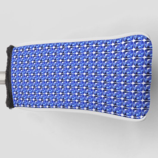 Blauw vierkant patroon golfheadcover (Voorkant)