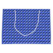 Blauw vierkant patroon groot cadeauzakje (Voorkant)