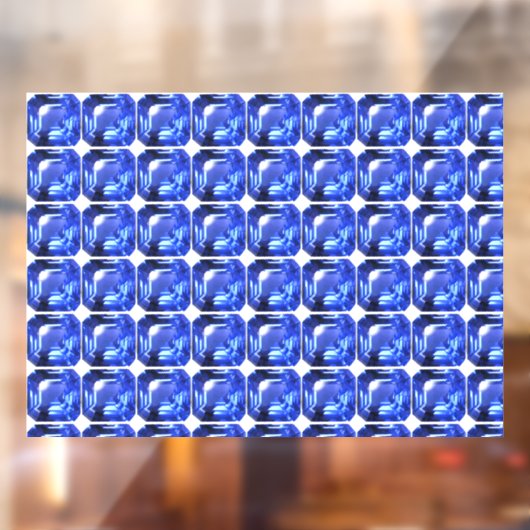 Blauw vierkant patroon raamsticker (Vel 2)