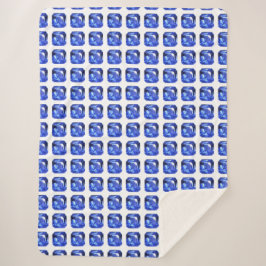 Blauw vierkant patroon sherpa deken