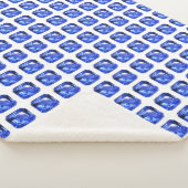 Blauw vierkant patroon sherpa deken (3/4)