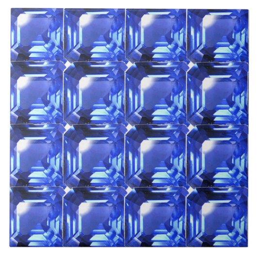 Blauw vierkant patroon tegeltje (Voorkant)