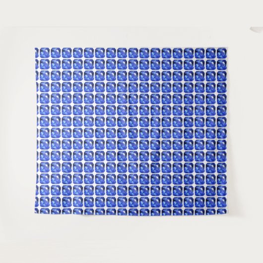 Blauw vierkant patroon wandkleed (Voorkant (horizontaal))