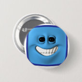 blauw vierkant ronde button 5,7 cm (Voorkant /achterkant)