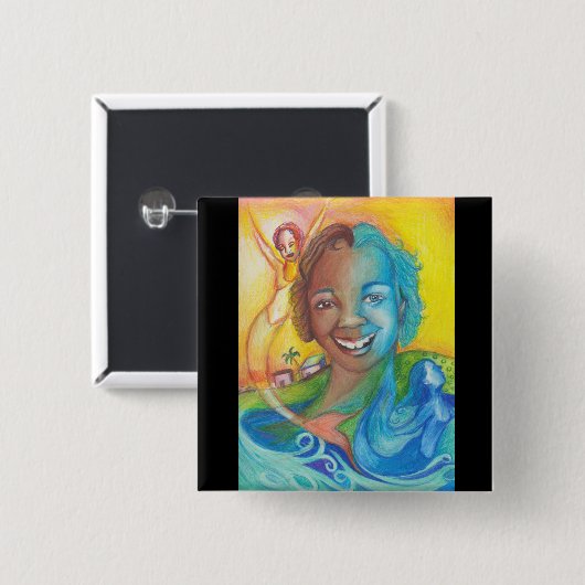 Blauw Vierkante Button 5,1 Cm (Voorkant /achterkant)