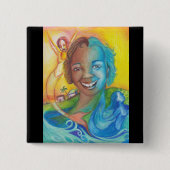 Blauw Vierkante Button 5,1 Cm (Voorkant)