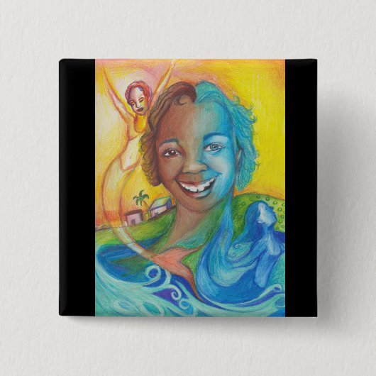 Blauw Vierkante Button 5,1 Cm (Voorkant)