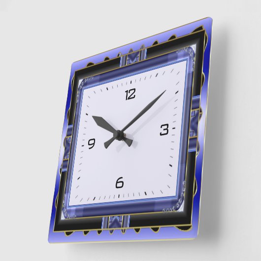 Blauw Vierkante Klok (Hoek)