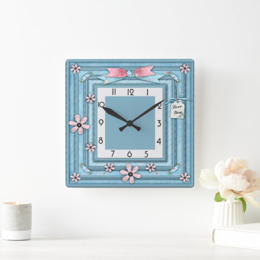Blauw Vierkante Klok (Huis)