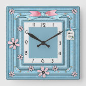 Blauw Vierkante Klok (Voorkant)